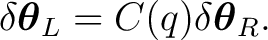 $\displaystyle \delta\boldsymbol\theta_L = C(q) \delta\boldsymbol\theta_R.$
