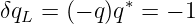δqL =  (− q)q∗ = − 1

