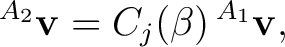 $\displaystyle {}^{A_2}\mathbf v=C_j(\beta)\,{}^{A_1}\mathbf v, $