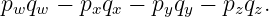 pwqw − pxqx − pyqy − pzqz.
