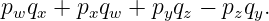 pwqx + pxqw + pyqz − pzqy.

