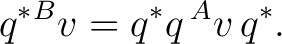 $\displaystyle q^*{}^{B}v = q^*q\,{}^{A}v\,q^*. $