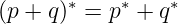 (p + q)∗ = p∗ + q∗
