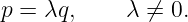 p = λq,     λ ⁄= 0.
