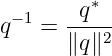  −1    -q∗--
q   =  ∥q∥2
