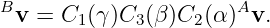 Bv = C1 (γ)C3(β )C2(α)Av.
