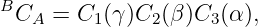 BC   =  C (γ)C  (β )C (α ),
   A     1     2    3
