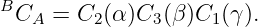 BCA  =  C2(α)C3 (β)C1(γ ).
