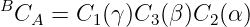 BC  =  C (γ )C  (β)C  (α )
   A    1     3     2
