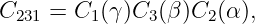 C231 = C1 (γ)C3(β )C2(α),
