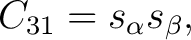 $\displaystyle C_{31}=s_\alpha s_\beta,$ $\displaystyle C_{31}=s_\alpha s_\beta,$