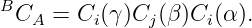 BCA =  Ci(γ)Cj (β )Ci(α).
