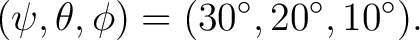 $\displaystyle (\psi,\theta,\phi) = (30^\circ,20^\circ,10^\circ).$ $\displaystyle (\psi,\theta,\phi) = (30^\circ,20^\circ,10^\circ).$