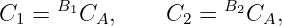 C  =  B1C  ,    C  =  B2C  ,
  1      A        2      A
