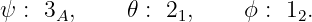 ψ : 3A,     𝜃 : 21,    ϕ : 12.
