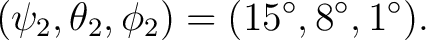 $\displaystyle (\psi_2,\theta_2,\phi_2) = (15^\circ,8^\circ,1^\circ). $