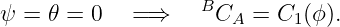                    B
ψ =  𝜃 = 0   =⇒      CA =  C1(ϕ).
