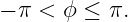 − π <  ϕ ≤ π.
