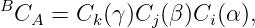B
  CA =  Ck(γ)Cj (β)Ci(α),
