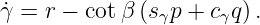 ˙γ = r − cot β (sγp + cγq) .
