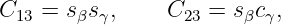 C13 = sβs γ,    C23 = sβc γ,
