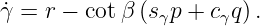 ˙γ = r − cot β (sγp + cγq) .
