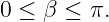 0 ≤ β  ≤ π.
