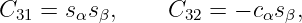 C31 = sαs β,    C32 =  − cαsβ,
