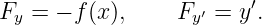                    ′    ′
Fy = − f (x ),    Fy  = y .
