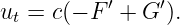           ′    ′
ut = c(− F +  G ).
