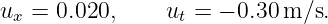 ux = 0.020,     ut = − 0.30 m/s.
