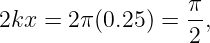                    π
2kx  = 2π (0.25) =  2,
