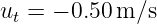 ut = − 0.50m/s
