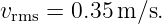 vrms =  0.35 m/s.
