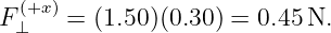 F (+x) = (1.50)(0.30) = 0.45 N.
 ⊥
