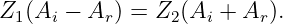 Z1(Ai − Ar ) = Z2(Ai + Ar ).
