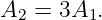 A2 = 3A1.
