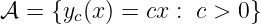 𝒜  = {y (x) = cx : c > 0}
       c
