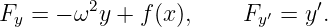         2                     ′
Fy = − ω y + f (x),    Fy′ = y .
