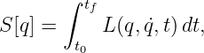        ∫  tf
S [q] =     L(q, ˙q,t)dt,
         t0
