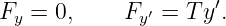                     ′
Fy = 0,     Fy′ = Ty .
