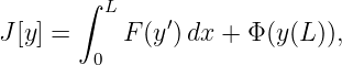        ∫ L    ′
J[y] =    F (y )dx + Φ (y(L)),
        0
