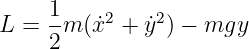     1     2    2
L = --m (˙x +  ˙y ) − mgy
    2
