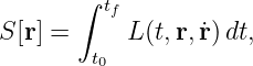        ∫  t
          f       ˙
S [r] =  t0  L(t,r,r)dt,
