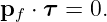 p  ⋅ τ = 0.
  f
