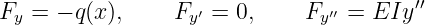                                         ′′
Fy =  − q (x ),   Fy′ = 0,     Fy′′ = EIy
