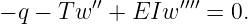 − q − T w ′′ + EIw ′′′′ = 0.
