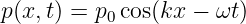 p(x,t) = p0cos(kx − ωt )
