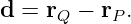 d =  r  − r .
      Q    P
