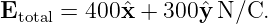 E    =  400ˆx + 300 ˆyN/C.
 total
